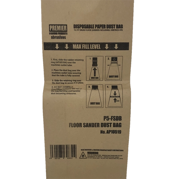 Premier Diamond Dust Control Bags for Rotary Drum Sanders | AP10519 | Pack of 50