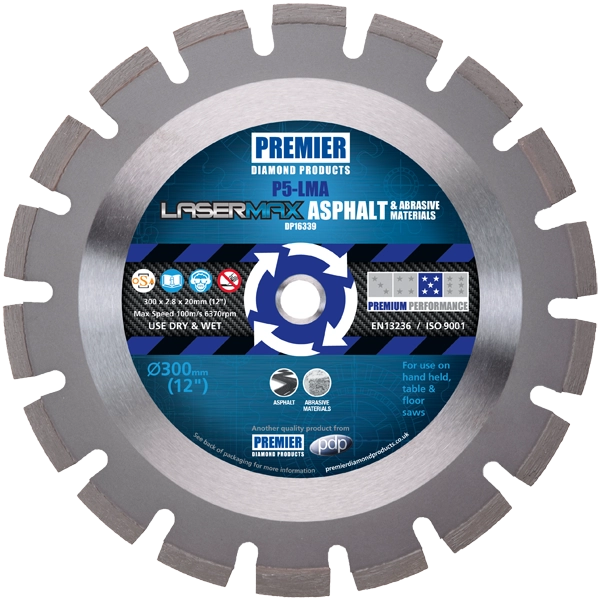Premier Diamond P5-LMA LaserMax Asphalt & Abrasive Diamond Blade | 115–450mm