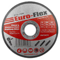 Euro-Flex 115mm x 1mm metal and stainless steel cutting disc, front view showing product label