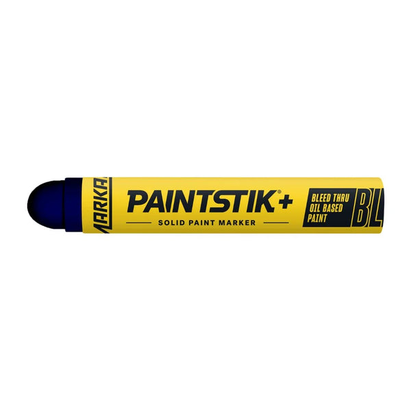 Markal Paintstik+ B-L bleed-thru solid paint marker in blue with yellow paperboard holder