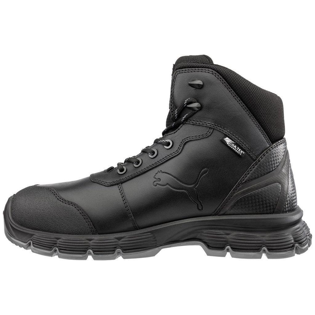 PUMA Safety VIPER CTX MID 630590 wheat nubuck S7L safety boot – left side view, Coa.Tex membrane, EN ISO 20345:2022