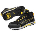 PUMA® Safety CROSSTWIST BLACK MID SB E safety boot pair – black and yellow, fiberglass toecap, EN ISO 20345:2022 certified