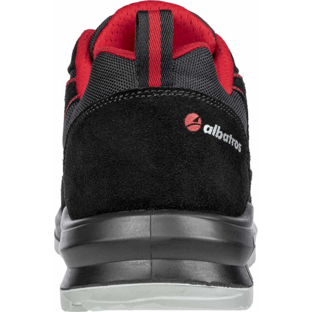 Albatros Clifton Low S3 SRC safety shoe Black Red rear view showing padded collar