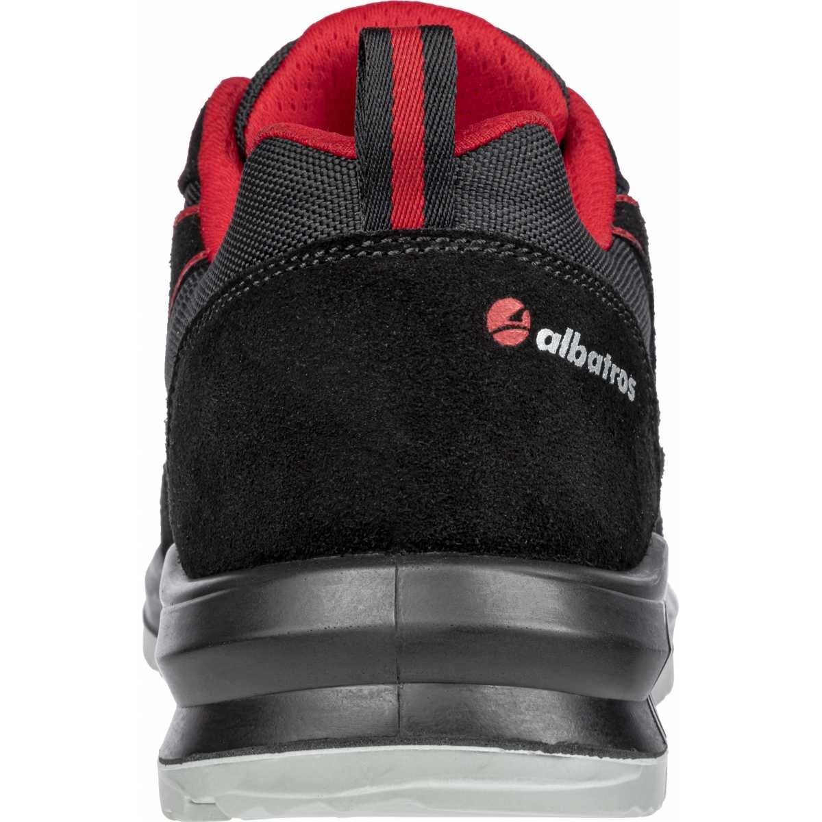 Albatros Clifton Low S3 SRC safety shoe Black Red rear view showing padded collar