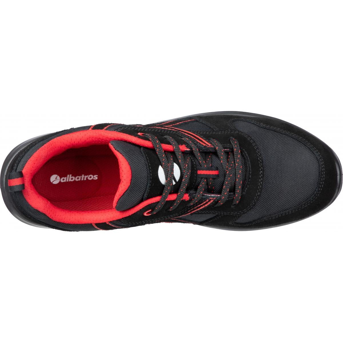Albatros Clifton Low S3 SRC safety shoe Black Red top view showing breathable lining