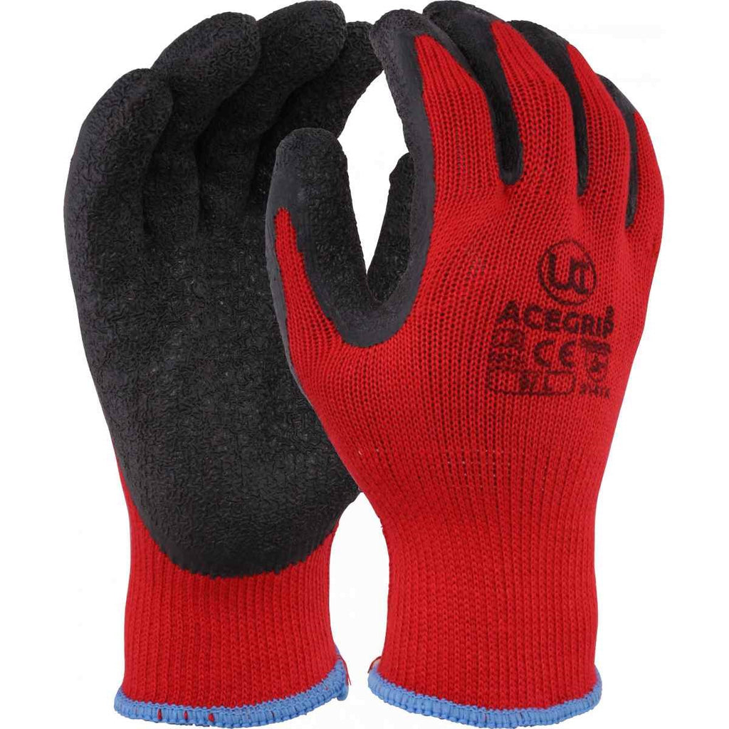 Red AceGrip®-RP latex-coated glove with polycotton liner.