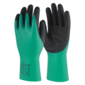 Pair of green and black BetaChem-XF 33cm dual-coated nitrile chemical gauntlets