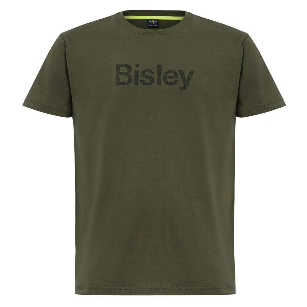 Bisley BKT064 t-shirt army green front view with Bisley logo print