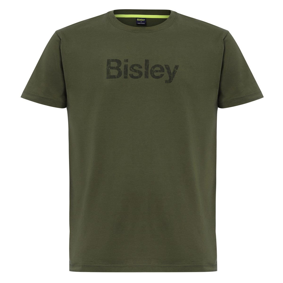 Bisley BKT064 t-shirt army green front view with Bisley logo print