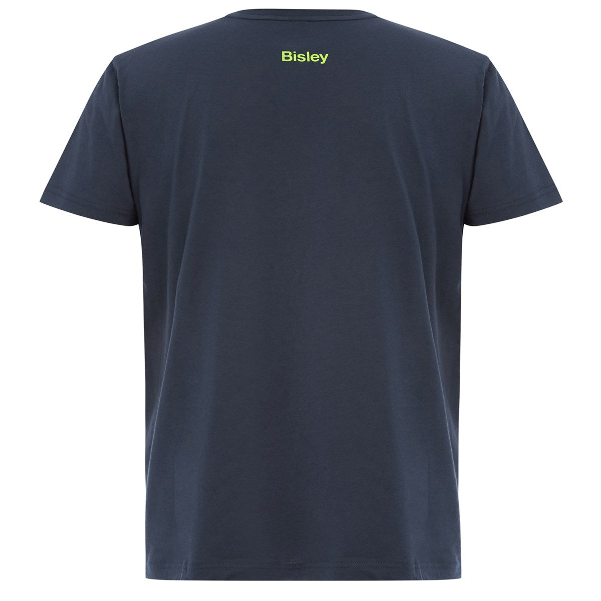 Bisley BKT064 t-shirt navy back view with lime green Bisley branding
