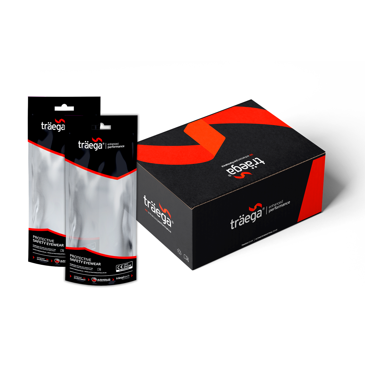 CONZA safety goggle träega individual polybag packaging and bulk box – premium KN-rated protective safety eyewear