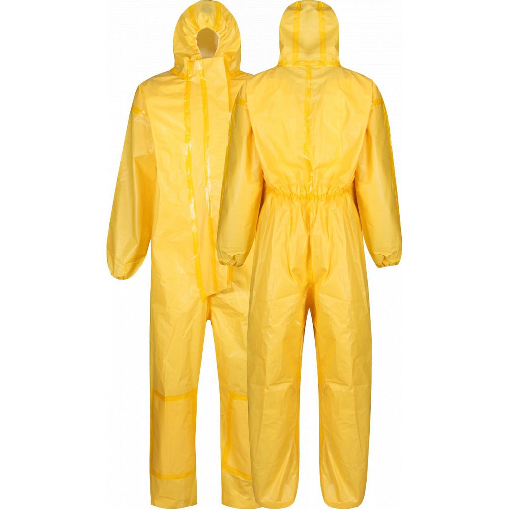 DBX650 yellow premium coverall showing front and rear views