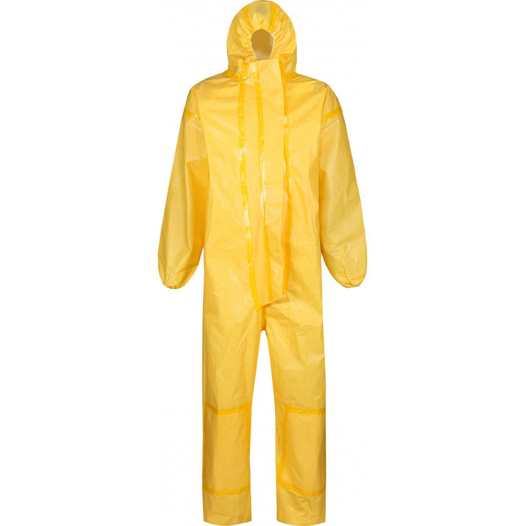 DBX650 yellow hooded premium coverall, front view