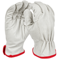 UDGP cowhide drivers gloves showing palm and back with red cuff trim