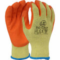 UCI EC-GRIP Work Gloves – orange latex crinkle grip coating on yellow polycotton liner