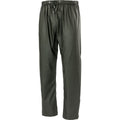 Bisley Fahrenheit PU Stretch Waterproof Trousers in Olive Green with elasticated waist and drawstring
