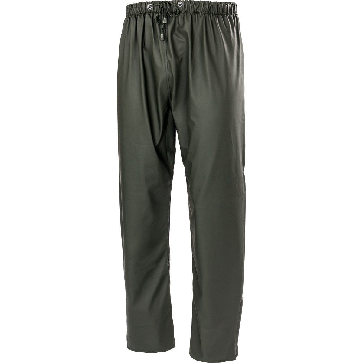 Bisley Fahrenheit PU Stretch Waterproof Trousers in Olive Green with elasticated waist and drawstring