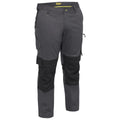Bisley EPC4111 Oliver Two-Tone Zip Cargo Trousers in charcoal grey and black – knee pad pockets, zip cargo pockets, stretch fabric