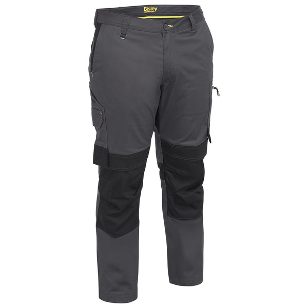 Bisley EPC4111 Oliver Two-Tone Zip Cargo Trousers in charcoal grey and black – knee pad pockets, zip cargo pockets, stretch fabric