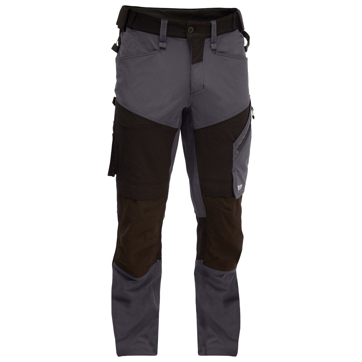 Bisley EPC4201 Concept 4-Way Stretch Trousers in charcoal grey and black – reinforced knees, holster pocket, slim fit stretch fabric