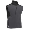 Bisley EV2191 Hicks Softshell Vest Bodywarmer in charcoal grey and black – full zip, chest pocket, side zip pockets, mesh back panels