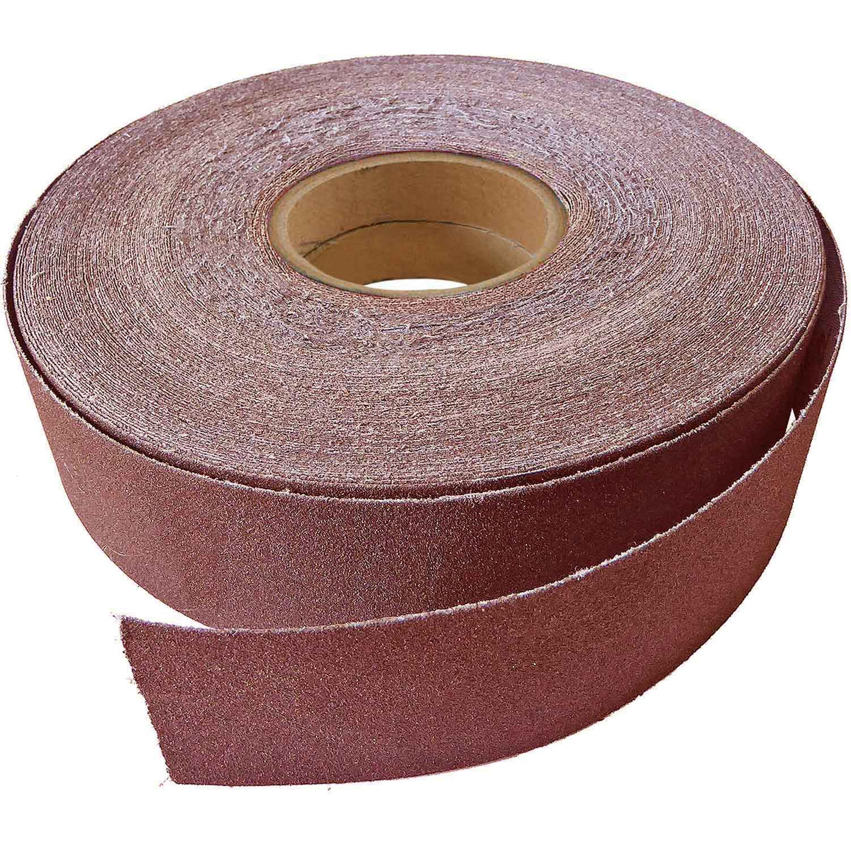 50mm wide aluminium oxide emery cloth roll 50m - red/brown abrasive