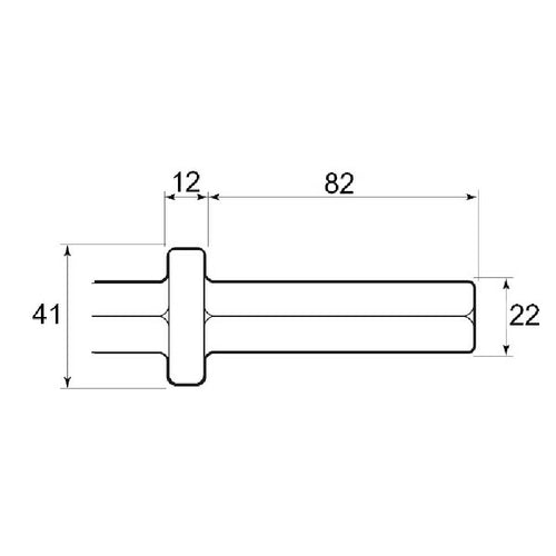 22x82mm hex shank chisel technical drawing showing 41mm collar width, 22mm shank diameter and 82mm body length