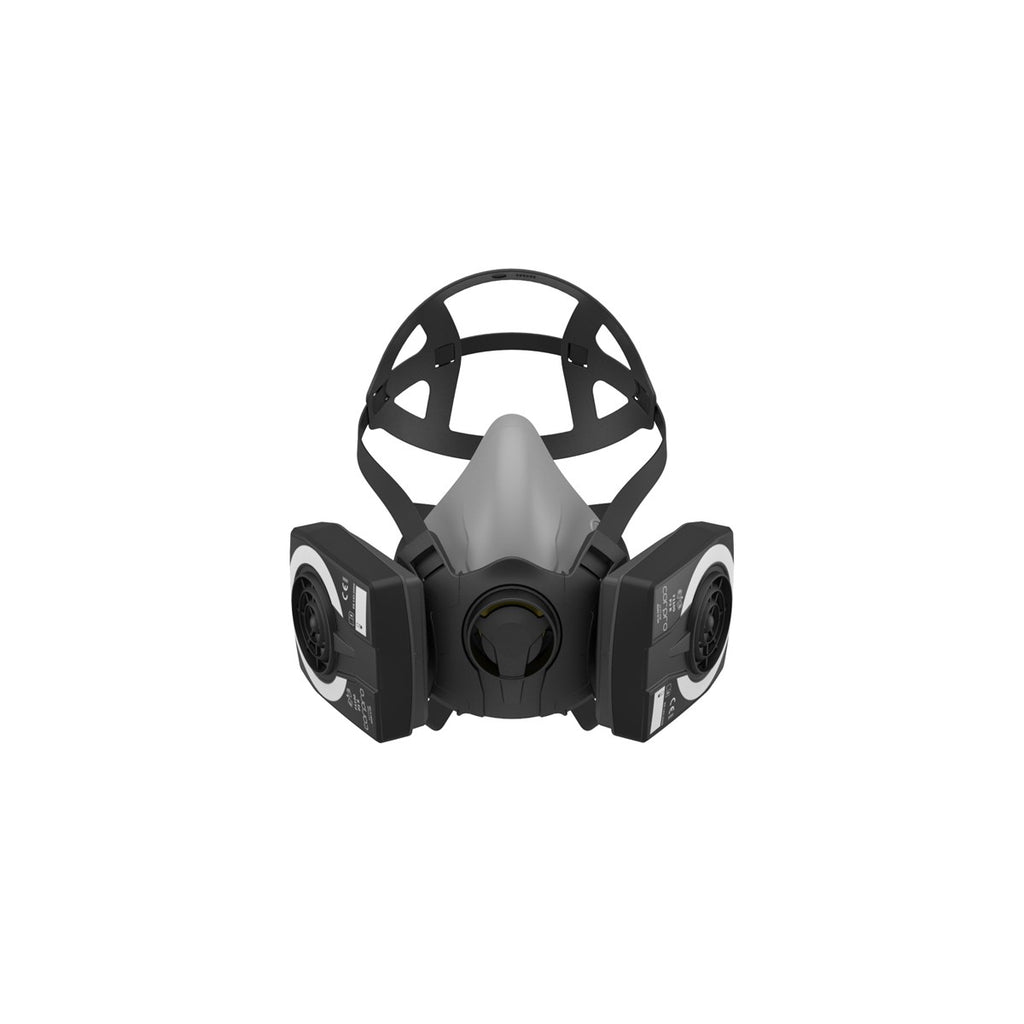 Corpro HM1400 half mask respirator front view showing twin filter ports EN140