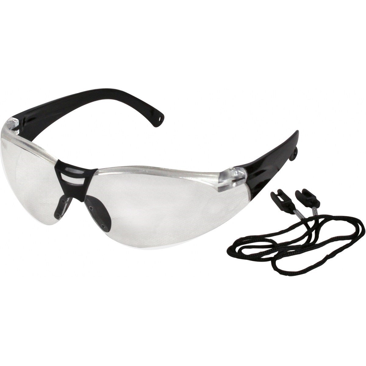 Savu™-CL clear lens corded safety glasses with neck cord, wraparound polycarbonate lens, EN166 certified