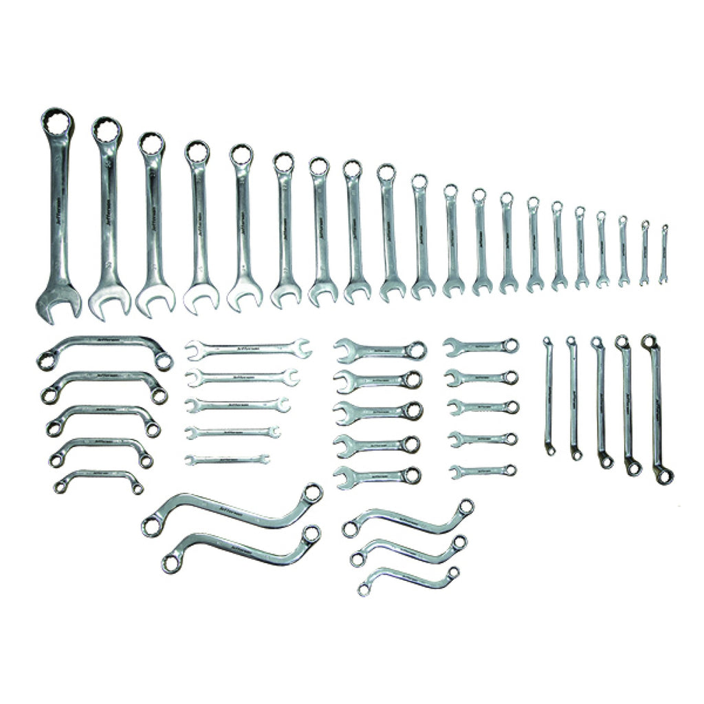 Jefferson JEFCSS50 50 piece metric spanner set with all spanners laid out