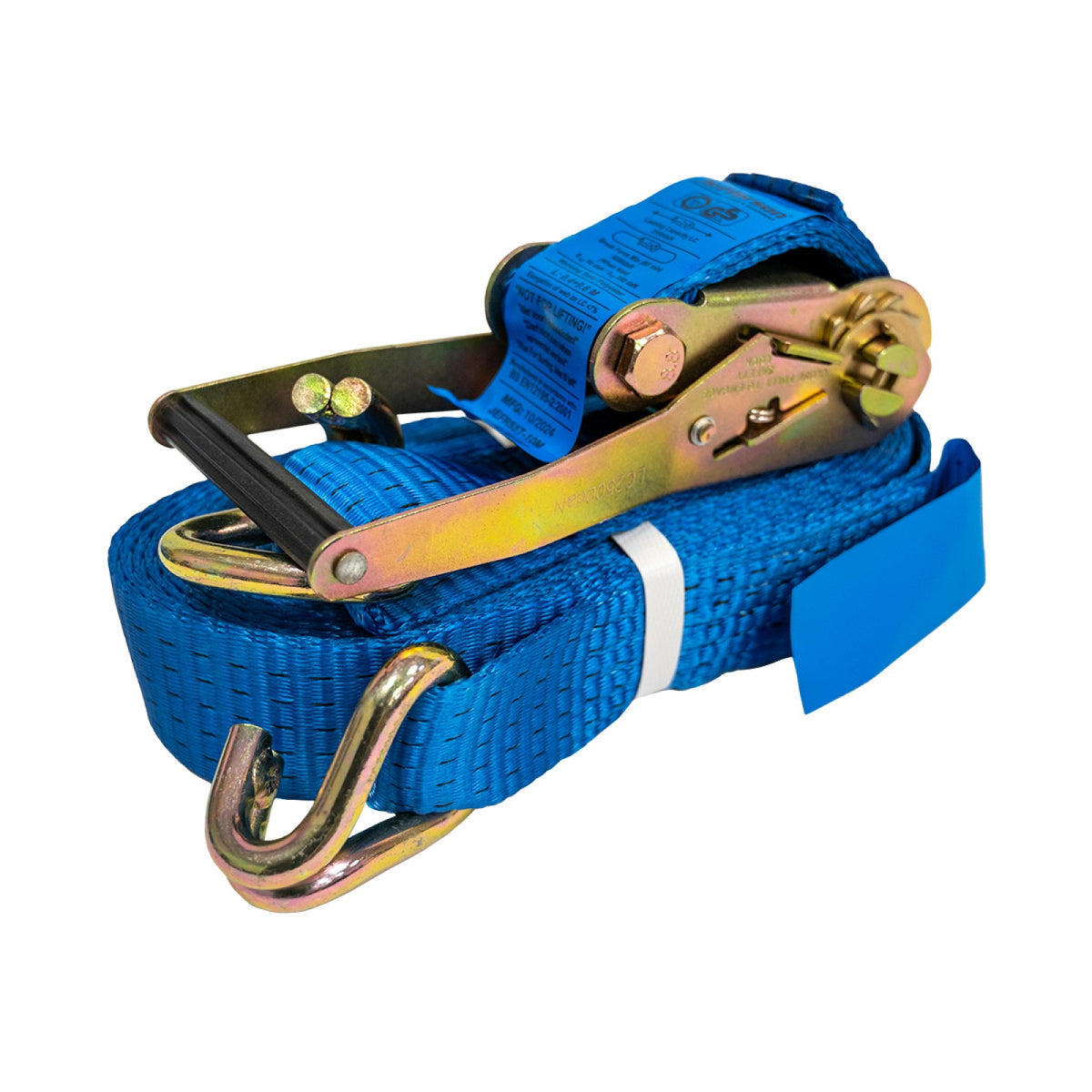 Jefferson blue ratchet strap with double J hook