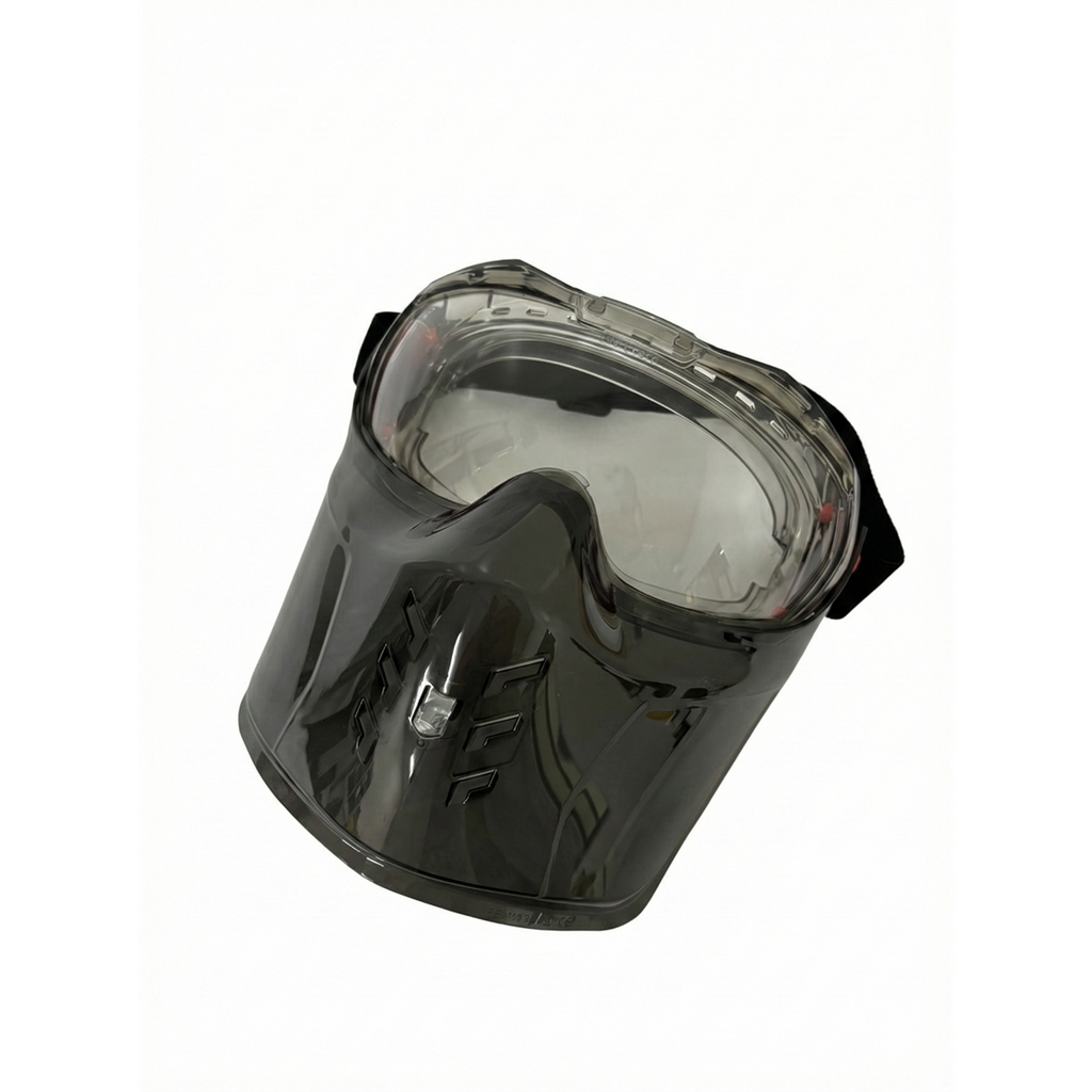 Kara™-STD premium indirect vent safety goggle with 180° panoramic polycarbonate lens and flip-up face shield attachment – EN166:2001 1BT 3 4 9 certified PPE eye protection