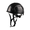 Mavrix Peakmaster black work at height safety helmet – EN12492 certified, lightweight, wheel ratchet, integrated ventilation, chin strap, accessory attachment points