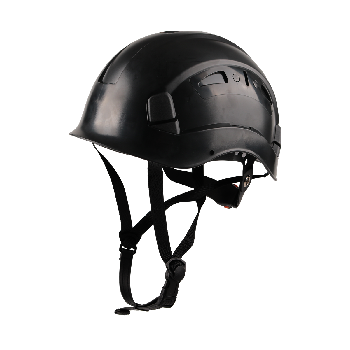 Mavrix Peakmaster black work at height safety helmet – EN12492 certified, lightweight, wheel ratchet, integrated ventilation, chin strap, accessory attachment points