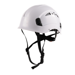 Mavrix Peakmaster white work at height safety helmet – EN12492 certified, lightweight, wheel ratchet, integrated ventilation, chin strap, accessory attachment points