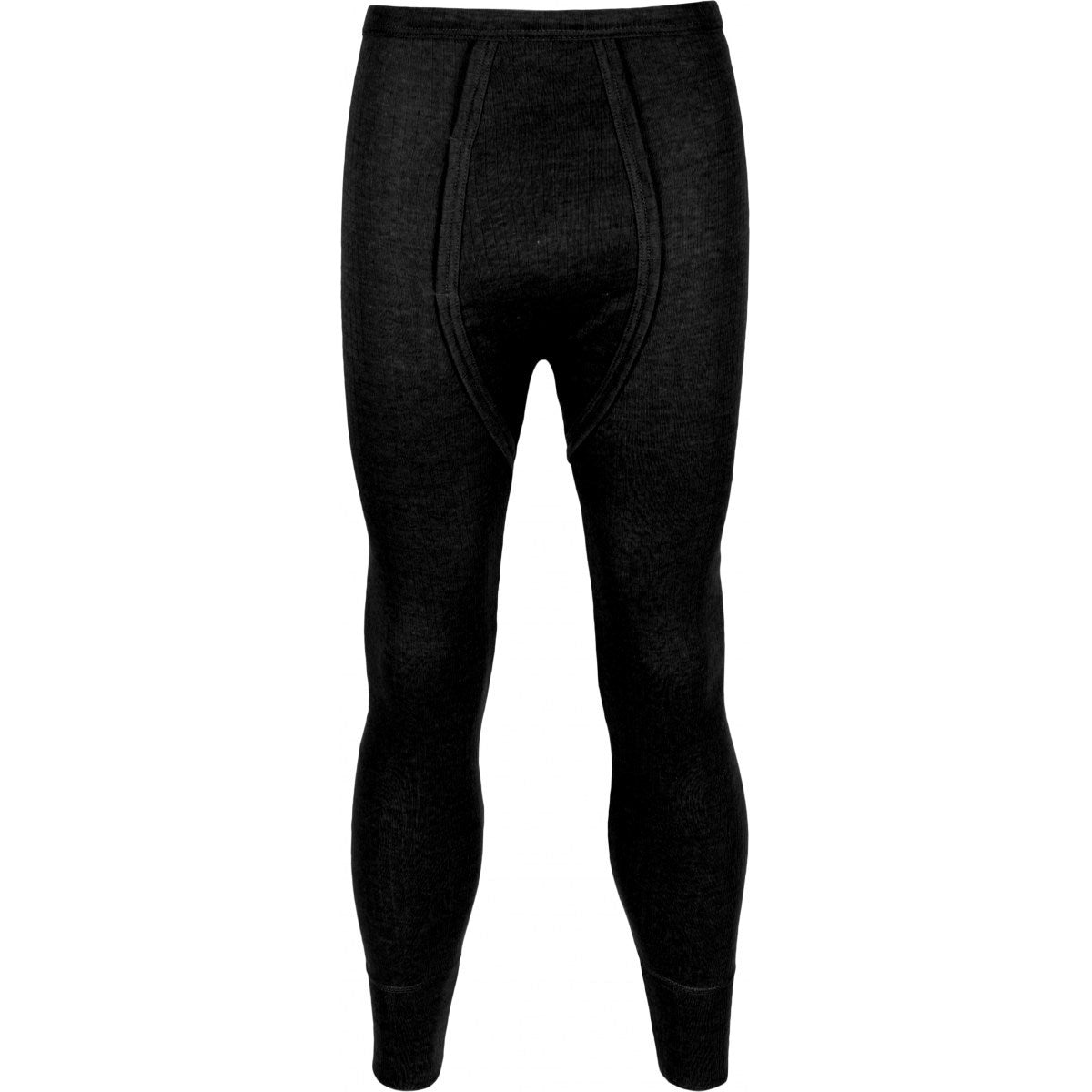 Black thermal underwear leggings with a high waist and leg cuffs, shown on a plain white background.