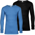 Thermal long sleeve vest in blue and black - warm acrylic base layer for cold conditions
