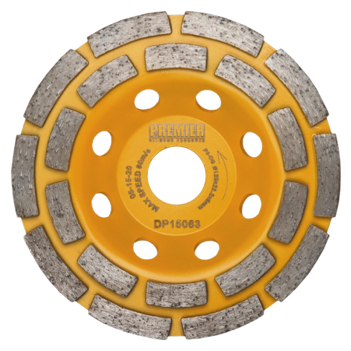 Premier Diamond Products P3-CG 125mm double row diamond cup grinder for angle grinder concrete grinding EN13236 certified