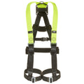 Miller H500 full body safety harness Size 2 – auto-clip leg buckles, mating chest buckle, dorsal D-ring, ergonomic yellow-green and black webbing, EN361:2002 certified fall arrest PPE