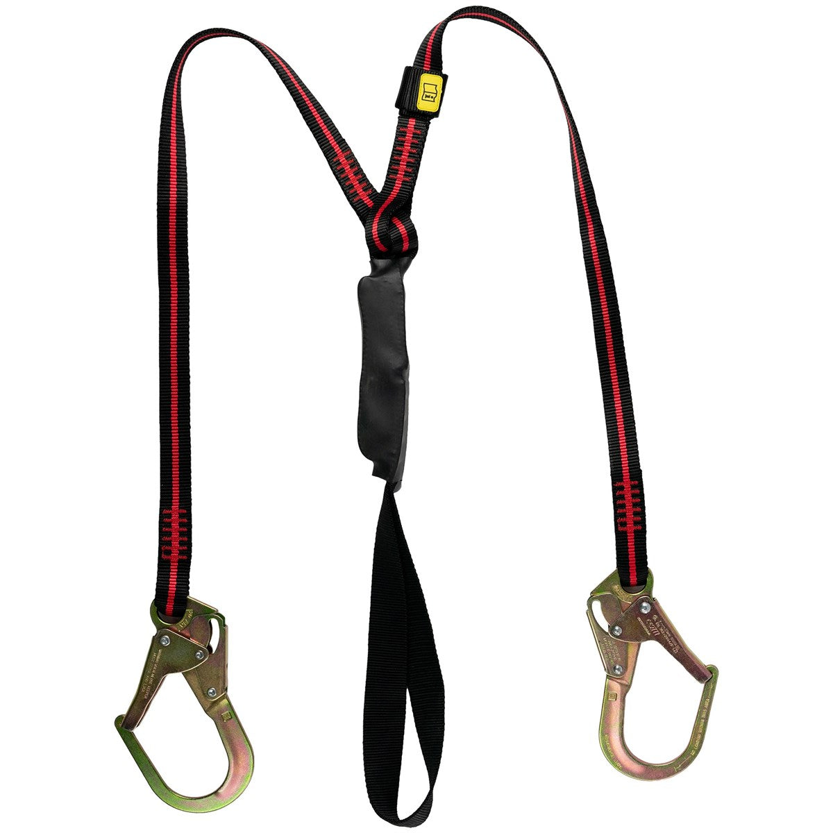 Miller H500 Arc Flash twin-leg shock-absorbing lanyard 1.8m with dual 65mm rebar hooks – arc flash resistant polyamide webbing, 40 cal/cm² rated, EN354 EN355 ASTM F887-20 certified electrical fall arrest PPE