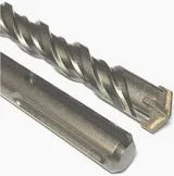 Two metallic spiral drill bits shown on a plain light gray background.