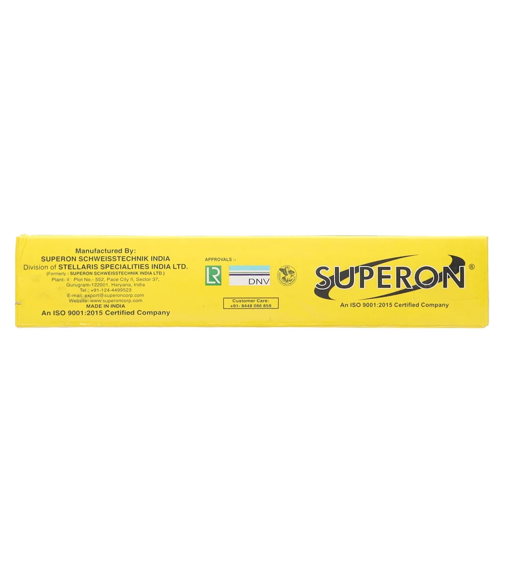 A yellow rectangular product box for Superon brand, manufactured by Stellaris Specialties India Ltd., shown against a plain white background.