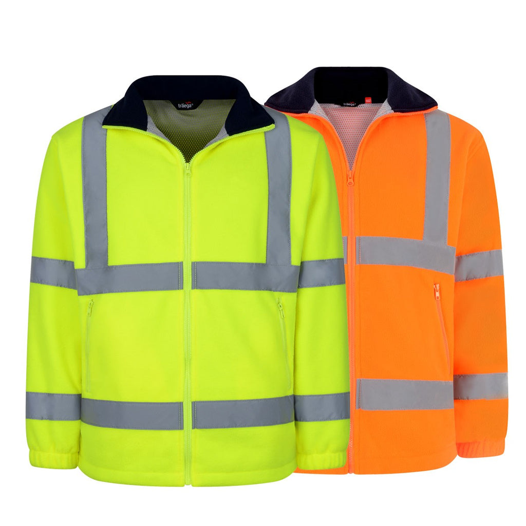 TFL01 hi-vis mesh lined polar fleece jacket in yellow and orange, Class 3