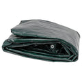Close-up of tarpaulin weave, reinforced corners and aluminium eyelets