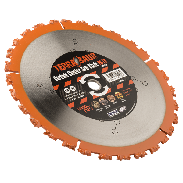 Terrasaur tungsten carbide cluster saw blade for demolition and groundwork
