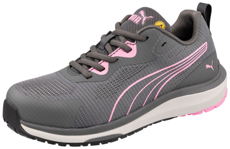 PUMA Safety Celerity Knit Pink Low S1PS ESD safety shoe grey pink side profile view