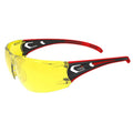 HANO safety specs with amber lens and red/black frame by Träega