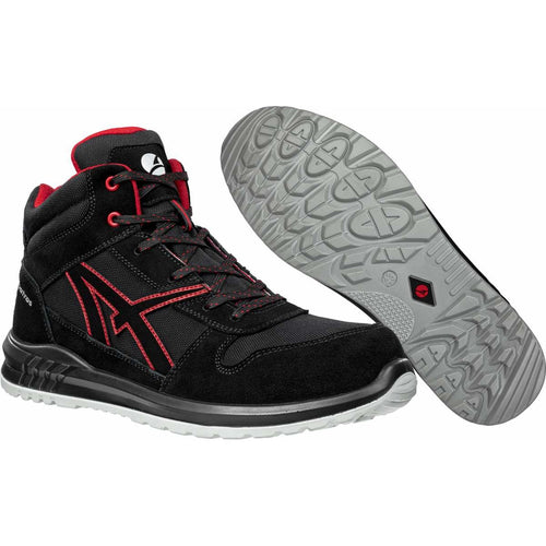 Albatros Clifton MID S3 SRC safety boot Black Red pair with sole view showing DUO-PU tread