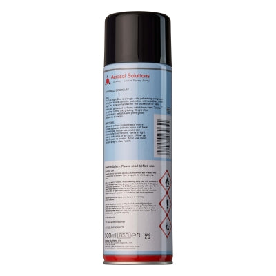 Pro-Cote Bright Zinc 500ml aerosol spray paint — reverse label showing hazard symbols and product specifications