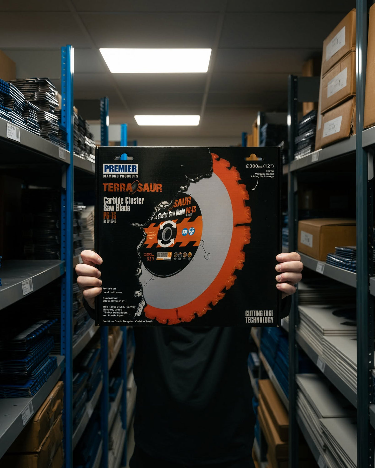 Premier Terrasaur P6-TS 300mm carbide cluster saw blade in retail packaging